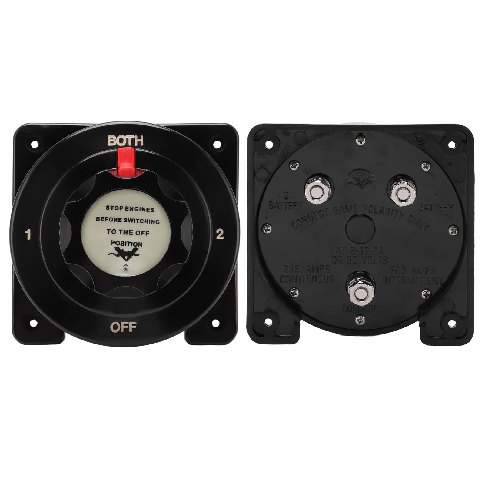 Keenso Interruptor Selector de Batería, Interruptor de Batería de Cobre ABS 4 Posiciones 250A DC 6 a 32V Hacer Antes de la Pausa para RV Marine Boat Trailer Yacht Sistemas de Dual