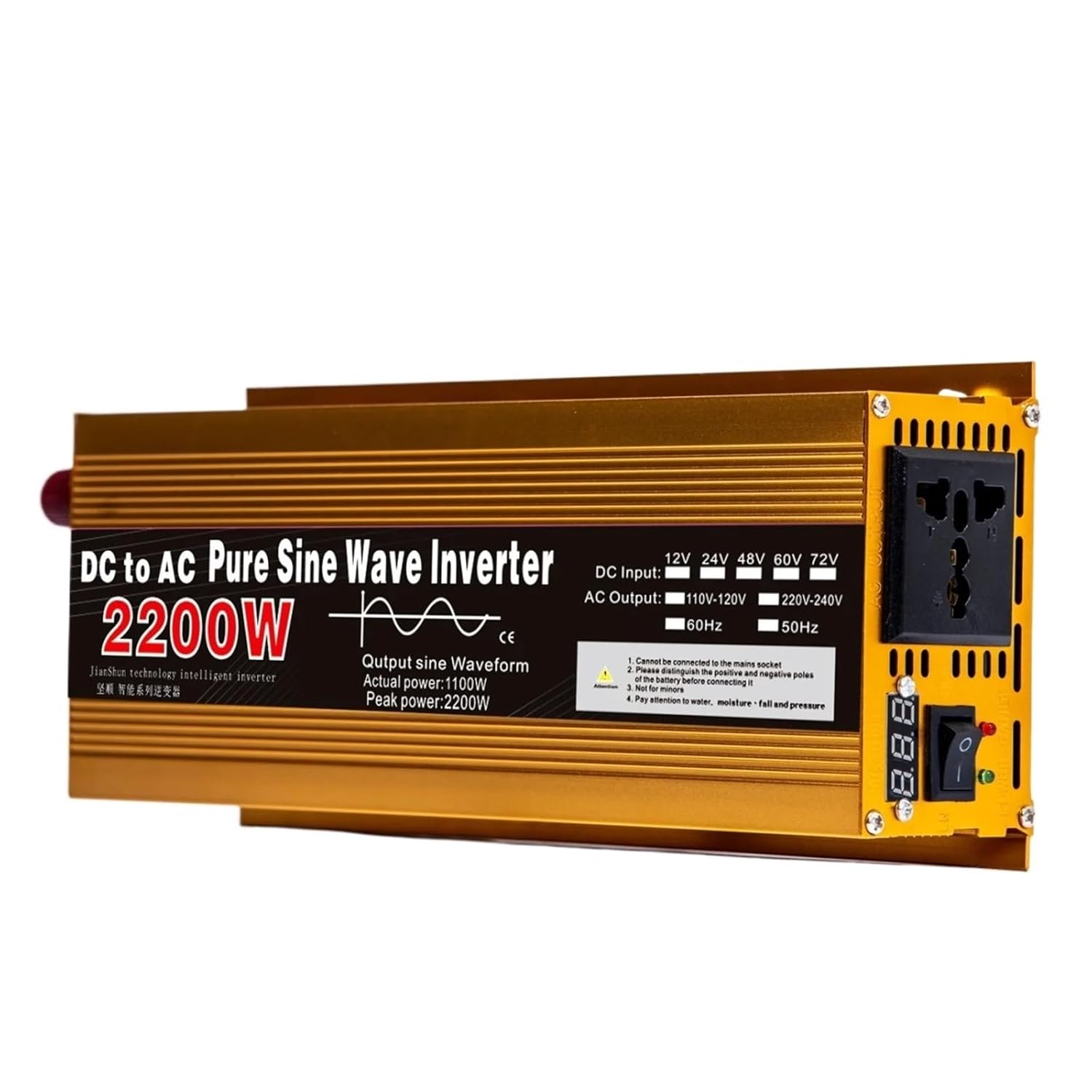 Pure Sine Wave Inverter 12V 24V to 220V 1600W 2200W 3000W Photovoltaic Solar Power Conversion(12V,220V 60HZ_1600W)