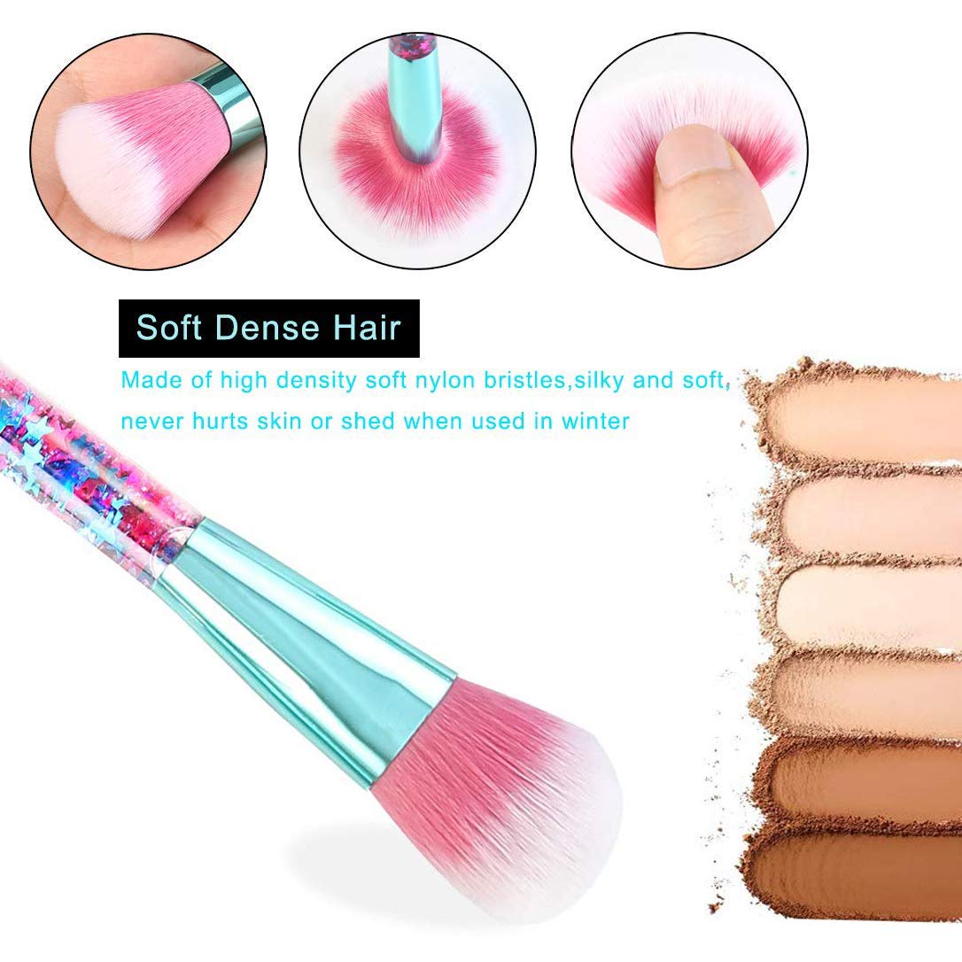 Professionelles 7-teiliges Make-up Pinsel Set – Mit Grünem Metallgriff – Für Foundation, Rouge, Lidschatten & Mehr