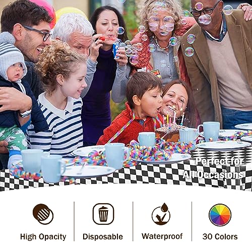 Image of Party Solids Checkered Rectangular Plastic Tablecloth - 54x108 Inch, Pack of 24