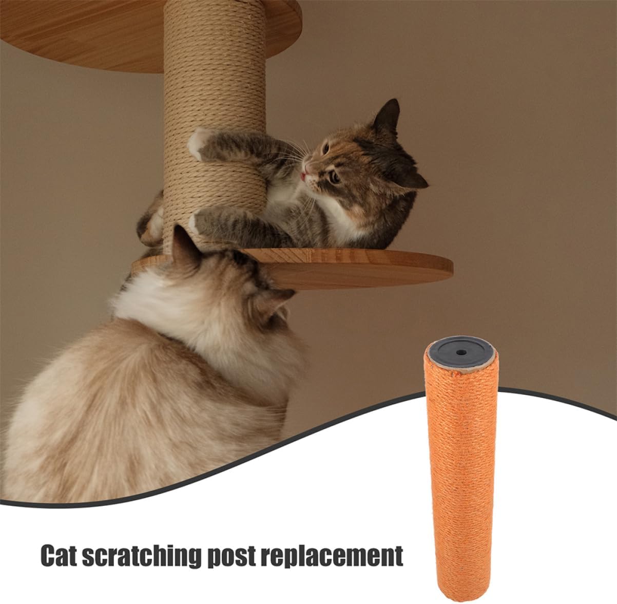 2pcs Cat Scratch Post Replacement Jute Rope Sturdy Wooden Climbing Post for Indoor Cats Wear-Resistant Scratching Toy