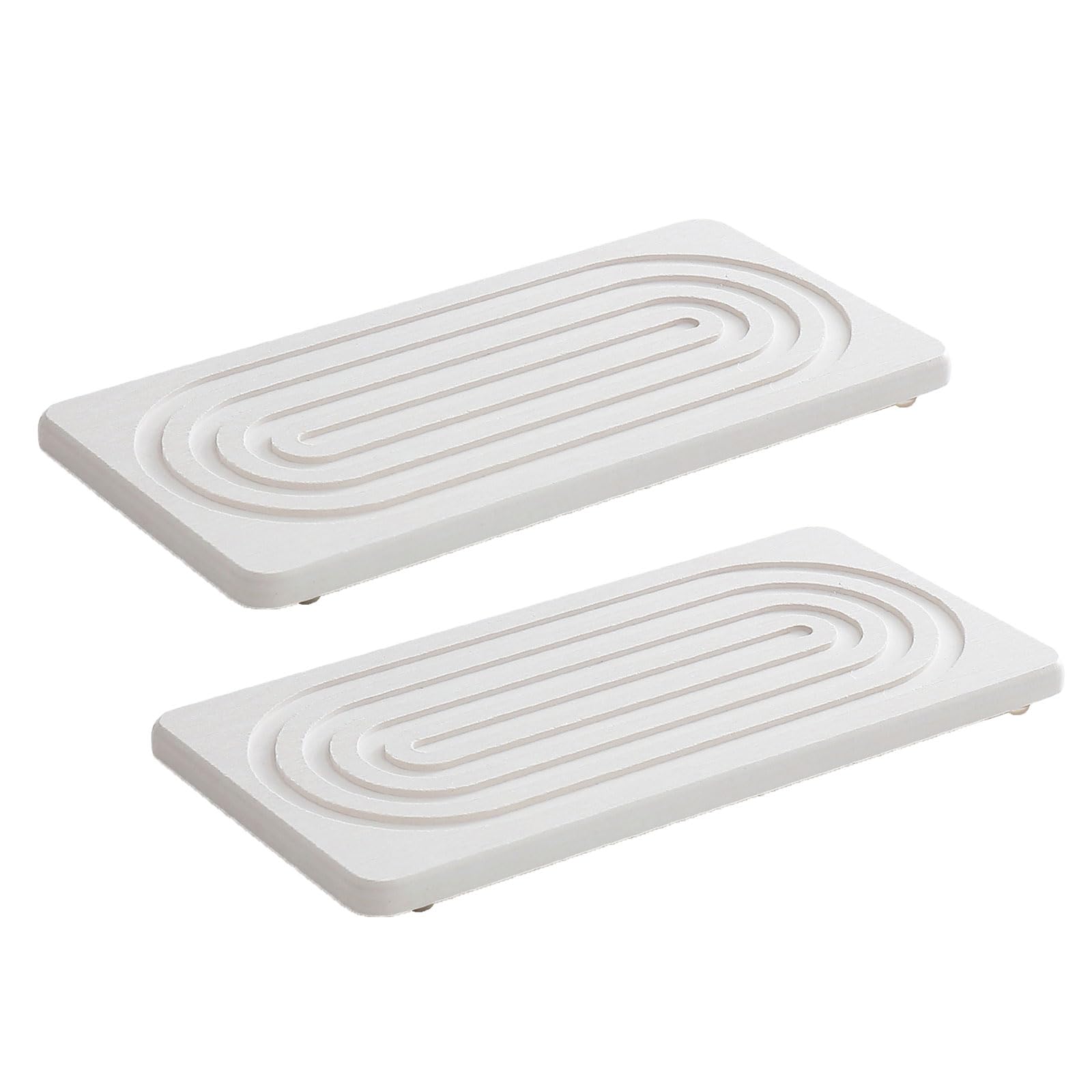 2Pieces Natural Water Absorbing Stone Soap Holder Tray for Bathroom Countertop and Sink Organization Counter Top Absorbent Diatomite Soap