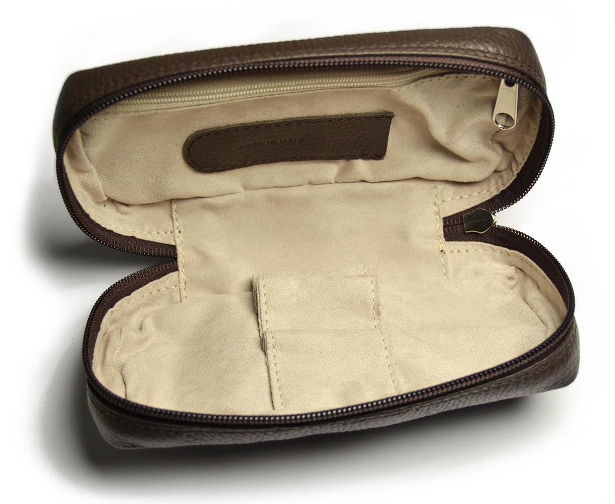 Astuccio porta pipe 3 posti in pelle (Marrone)
