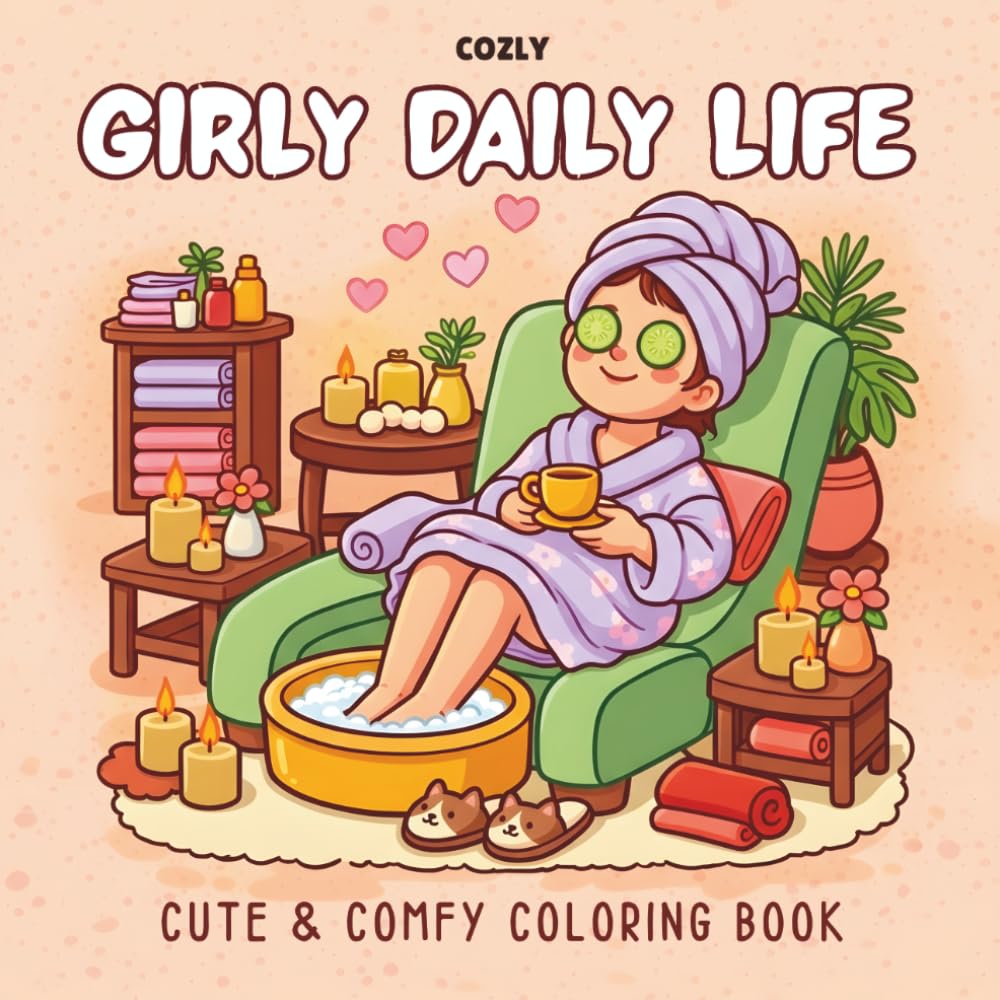 Girly Daily life: Coloring Book for Adults and Teens with Adorable Girly Moments Cute Outfits Beauty Routines and Cozy Scenes for Relaxation
