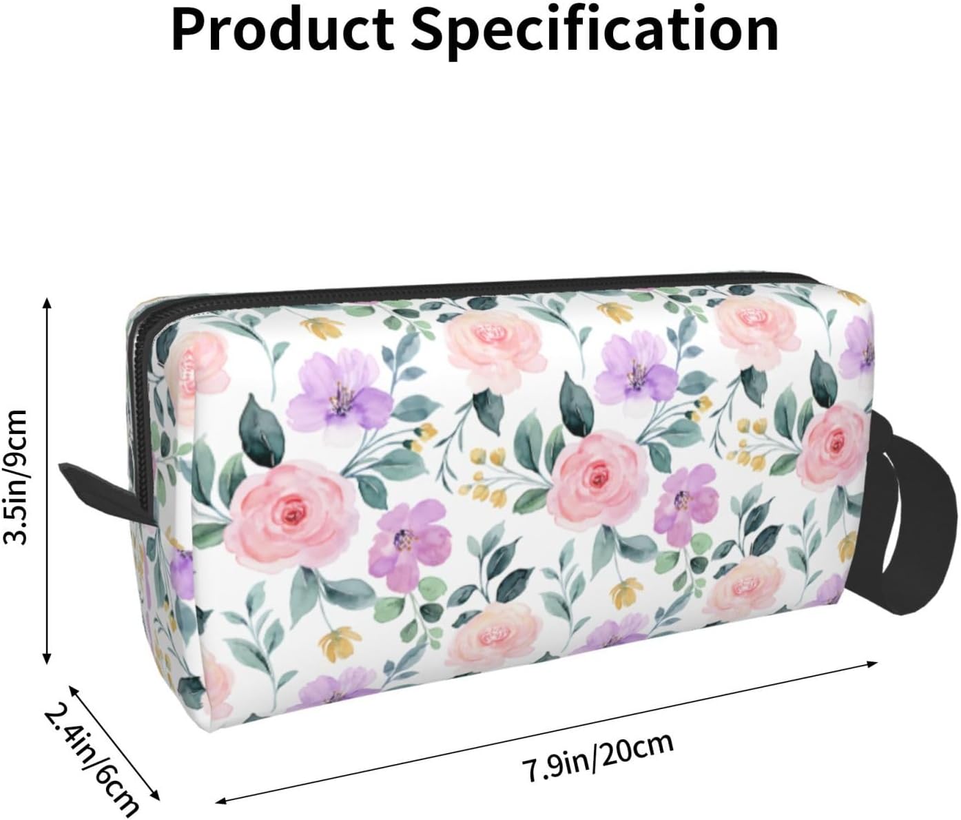 Watercolor Lavender Mist Floral Makeup Bag Small Compact & Durable Travel Cosmetic Bag Organizer Oxford Fabric Impact-Resistant Multi-Purpose Storage Perfect for Travel, Gym, Daily Use image 3