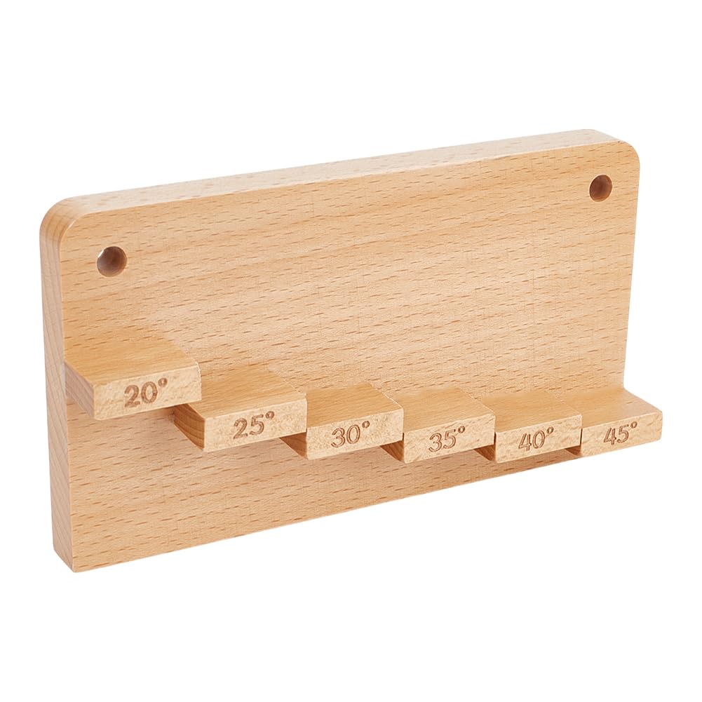 BENECREAT Beechwood Honing Gauge Block, Sharpening Angle Fixture Rectangle Edge Sharpener for Woodworking Chisels and Planes (20/25/30/35/40/45°)