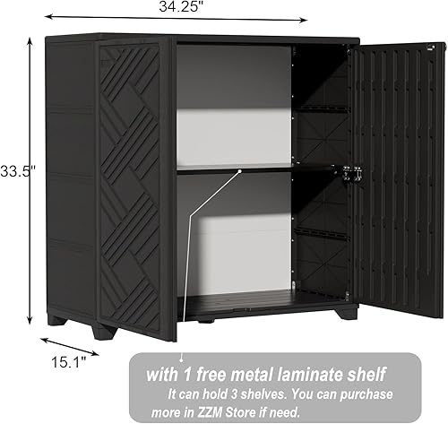 Miniatura 3 de ZZM Gabinete de almacenamiento para interiores y exteriores, impermeable, 34 x 15 x 34 pulgadas, caja de almacenamiento de plástico al aire libre