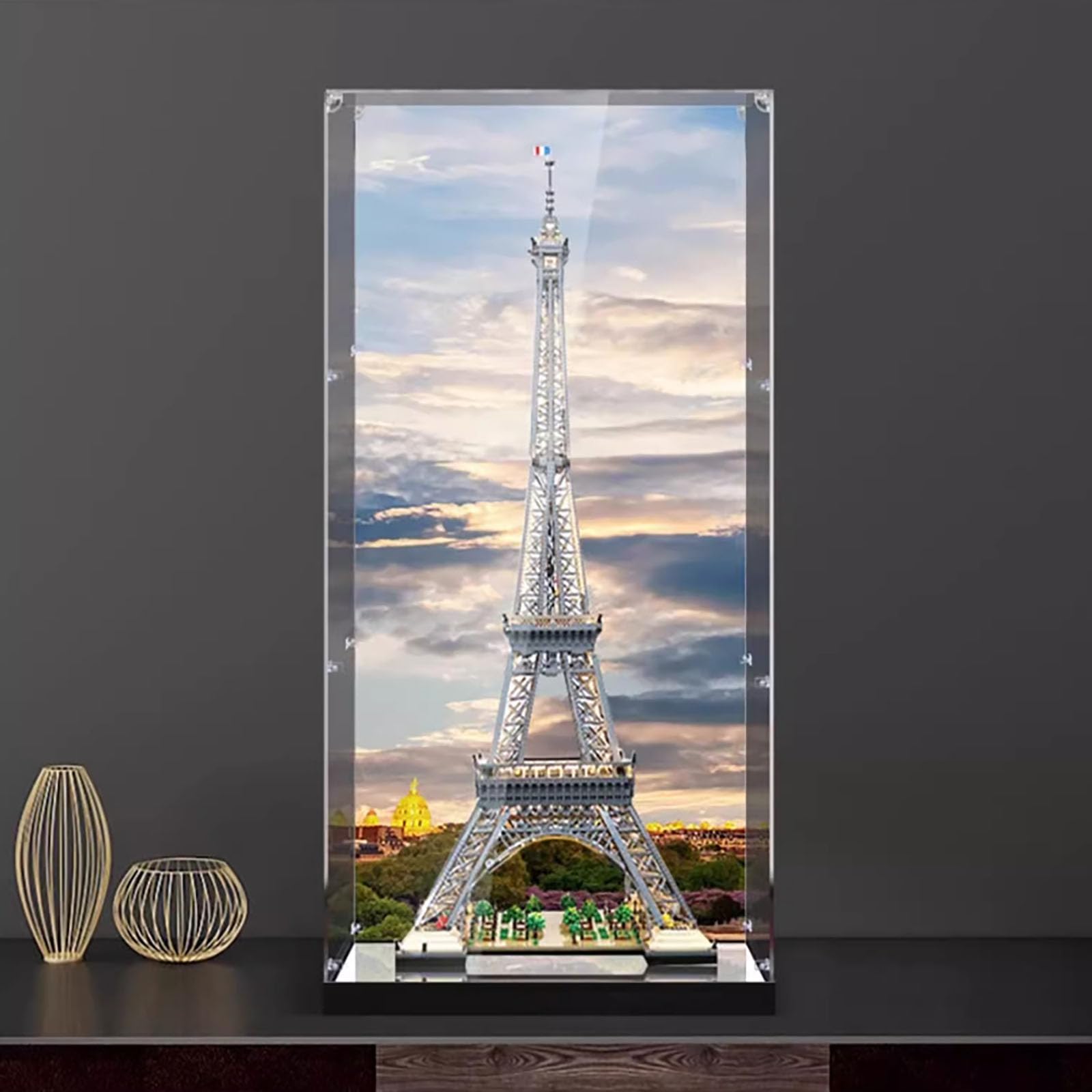 Acrylic Display Case for Lego 10307 Eiffel Tower, Dustproof Box, Storage Box, Transparent Box, Display Box Compatible with Lego 10307(Only Case, No Model) (Painted 3mm)