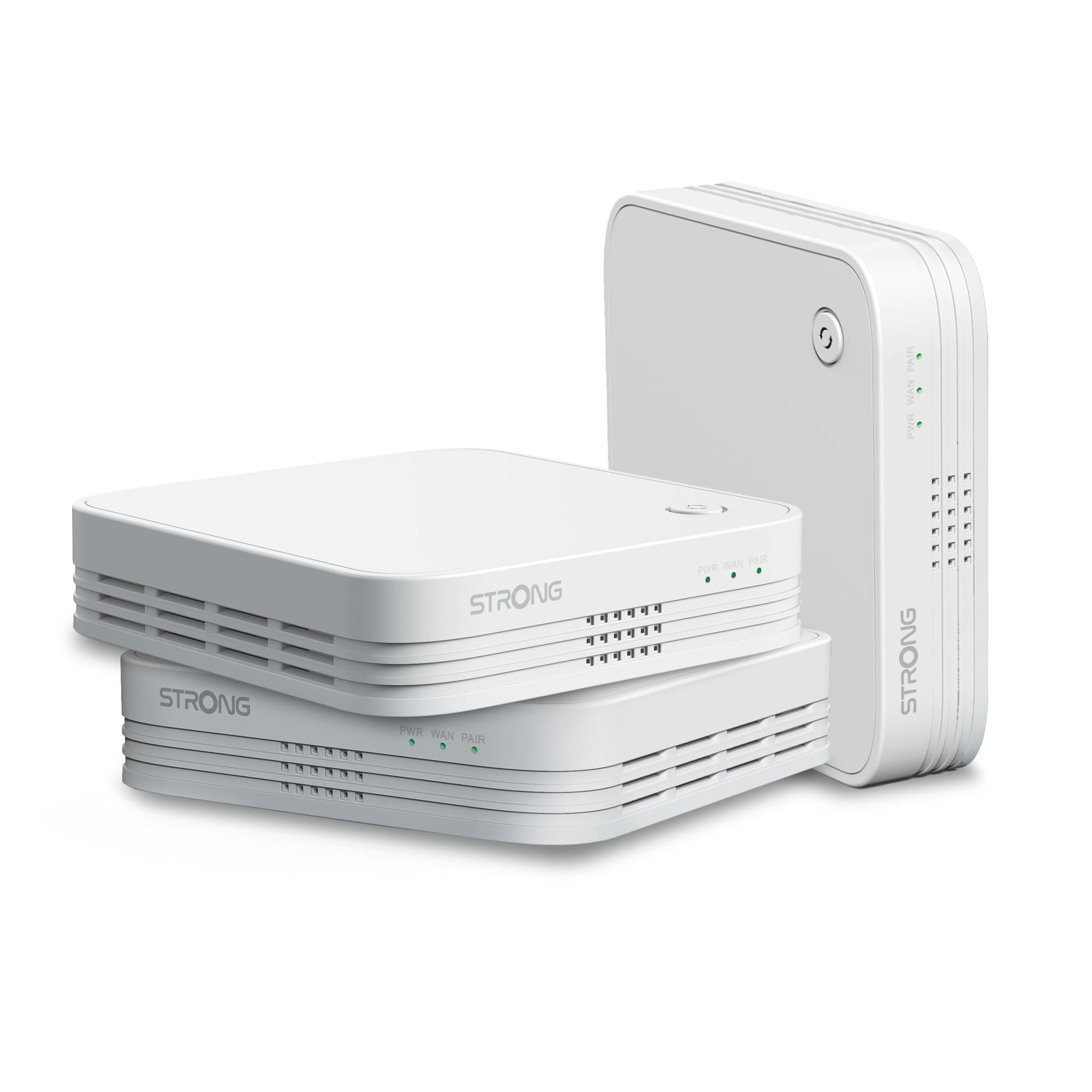Strong - 3X Atria WiFi Mesh Home Trio Pack 1200 - WLAN Verstärker - Bis zu 450 m² zusätzliche WLAN-Abdeckung - Kompatibel mit Allen Router - Dual Band 2,4 GHz + 5 GHz - Gigabit LAN-Anschlüsse - weiß