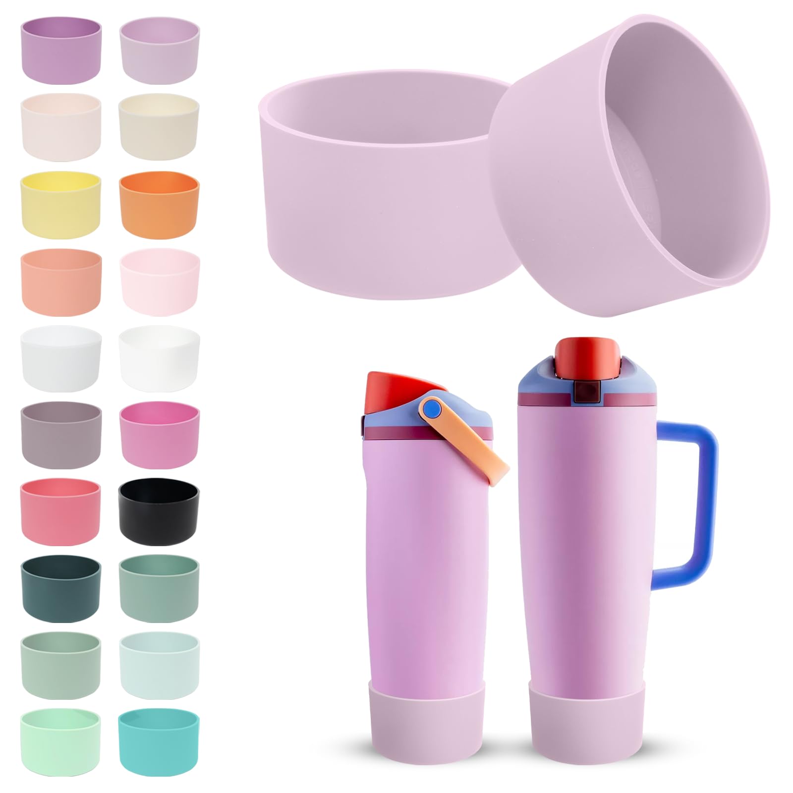 Kaitiaki 2PCS Silicone Boots for 30oz & 40oz Owala Bottles Sway & Tumblers – Non-Slip, Scratch-Resistant, Stability Enhancer for Owala Accessories, Available in 18 Colors (Lavender Mist)
