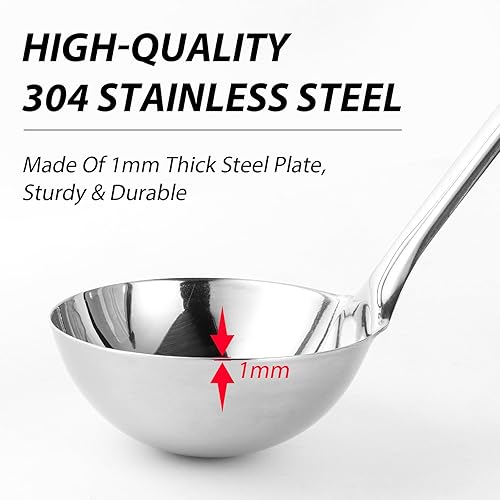 Miniatura 8 de Lebabo Cucharón para salsa, cucharones pequeños de 1 onza para servir salsa, cucharón de salsa de acero inoxidable con boquilla de vertido, cuchara
