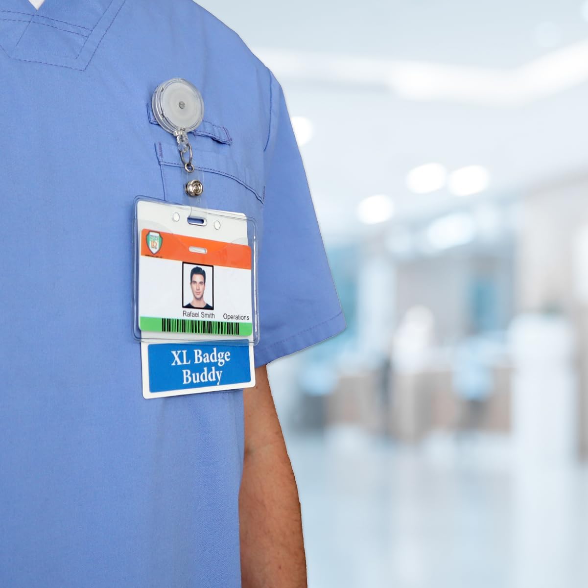 Bulk 20 Pack - Oversized Custom Badge Buddy Horizontal - Extra Large Badge Buddies Role I’D Backer Card for Nurses - 3 3/8 X 4 1/8 - Wear with I’D Holder - USA Printed by Specialist ID (Black)