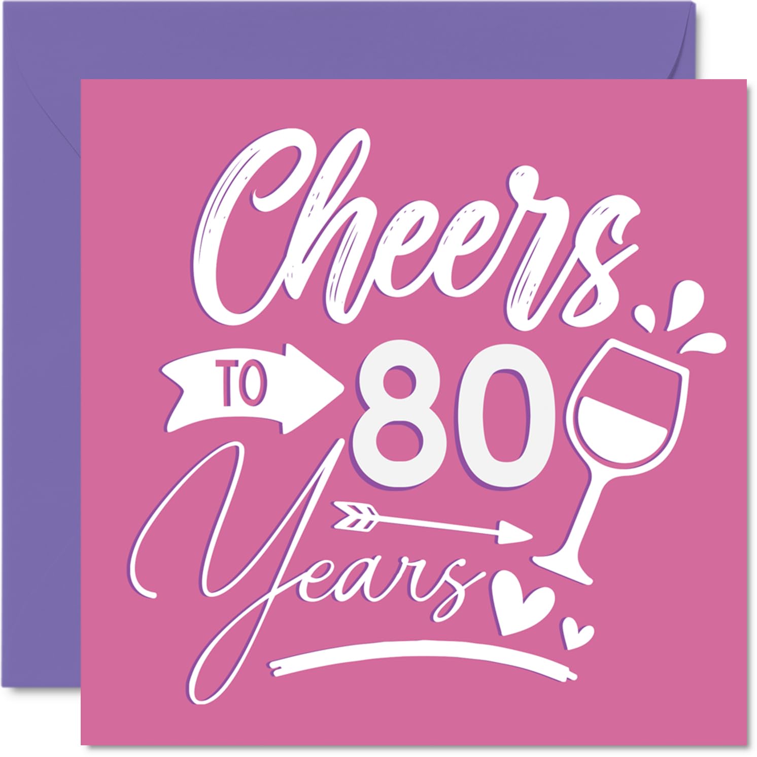 80th Birthday Cards for Women - Cheers - Happy Birthday Card for 80 Year Old Woman Granny Nan Nanny Nana, 145mm Bday Greeting Cards