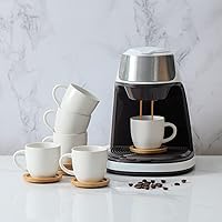 Vista 80 de Hasense Juego de tazas y platillos de porcelana para capuchino de 6 a 6 onzas Demitasse Espresso con asa, perfectas para café con leche, café moca