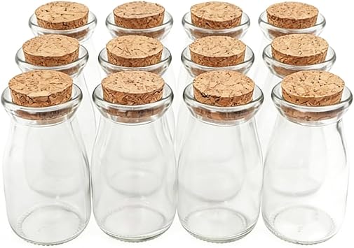12-Pack 3.4 oz Small Glass Jars with Lids, 100ml Candy Jars & Potion Bottles with Corks.