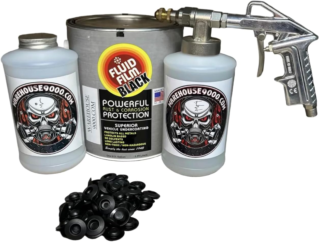 Black FF Lanolin Undercoating Fluid Pro Undercoating Gun Kit (2 W Quart Bottles)