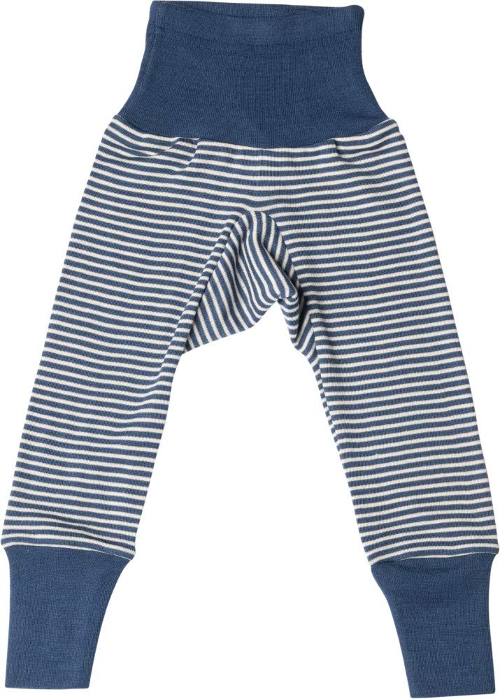 Cosilana Stripes Navy Baby Pants, Longleg With Elastic Waistband, 70% Wool 30% Silk (Stripes Blue, 3-4 Years (98/104))