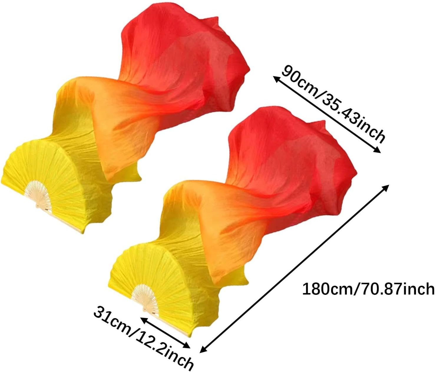 Handheld Silk Fan for Belly Dance, 1.8M Length for Events and Shows