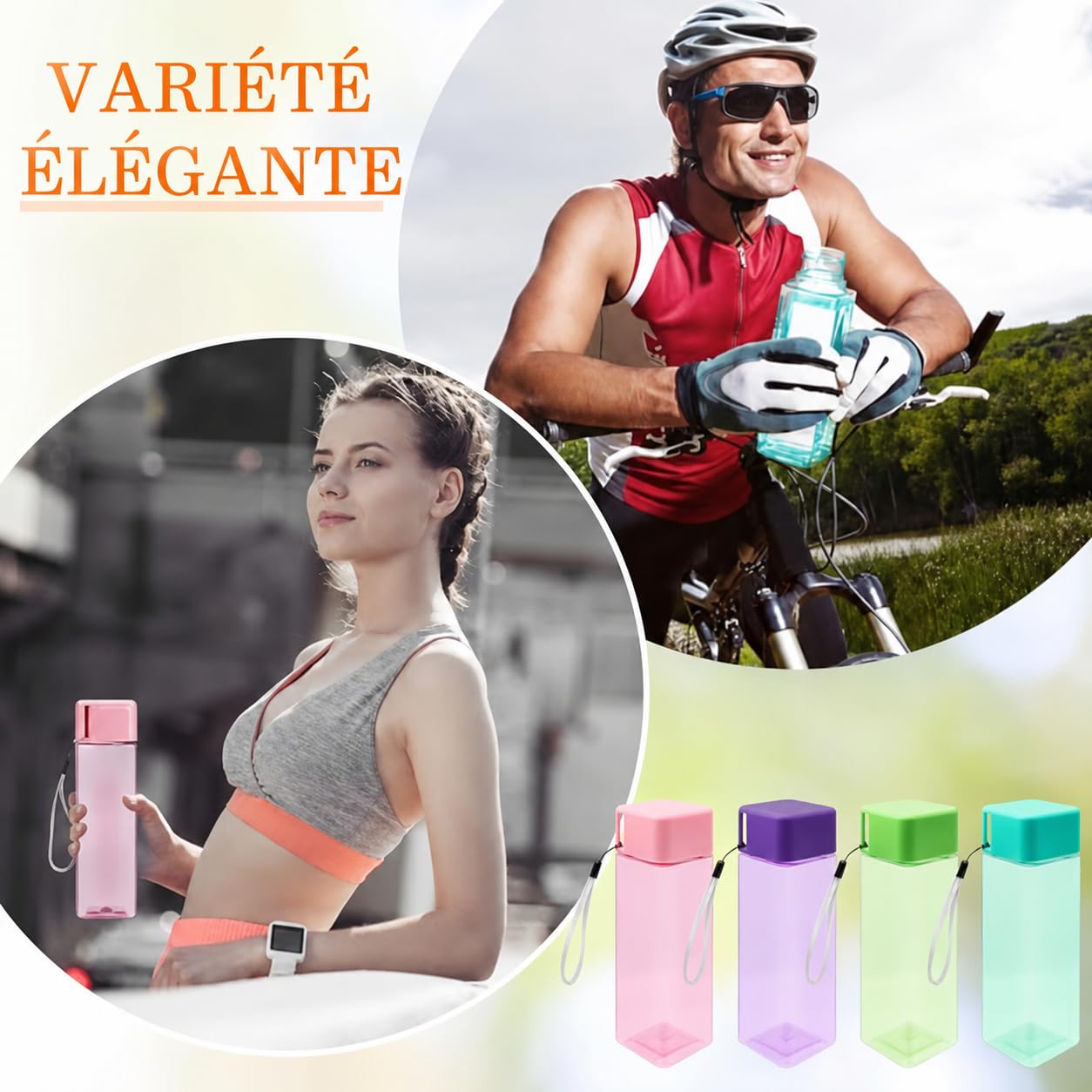 Lot de 20 Plastique Gourdes d’Eau 500ml pour Enfants – Bouteilles de Sport Réutilisables en Plastique avec Anse, Anti-Fuite, pour École, Salle de Sport, Activité Extérieure, Voyage