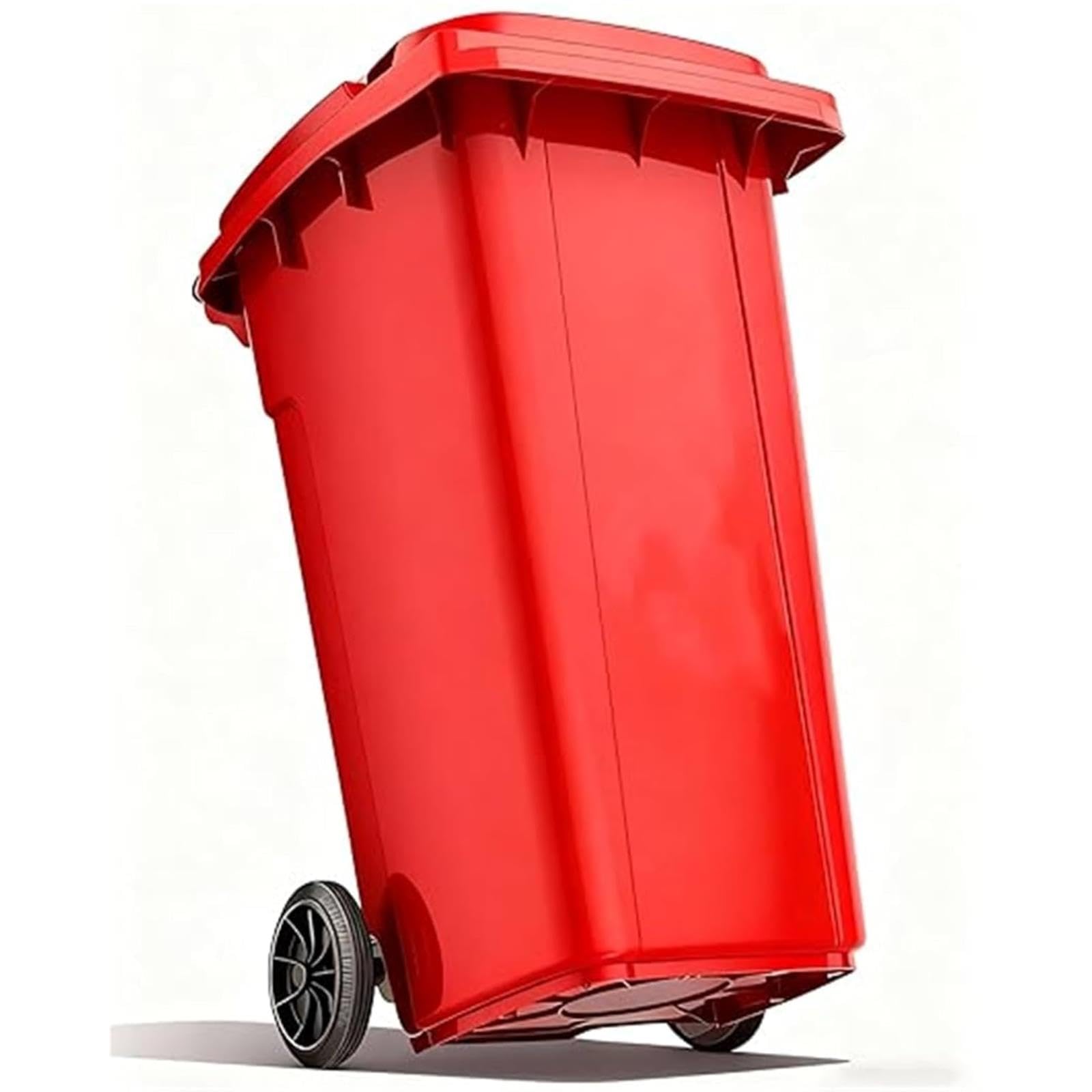 VITIWEDTY Industrial Outdoor Trash Can with Lid, 240L Heavy Duty Wheeled Garbage Bin for Patio, Backyard, Garage (Red 28 Gallon/100L)