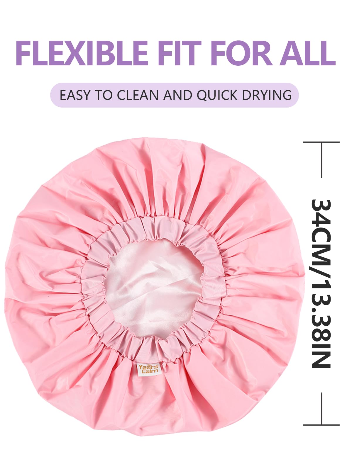 Years Calm Reusable Waterproof Shower Caps for Women Hair Caps for Showers Double-Layer Elastic Design - Image 2