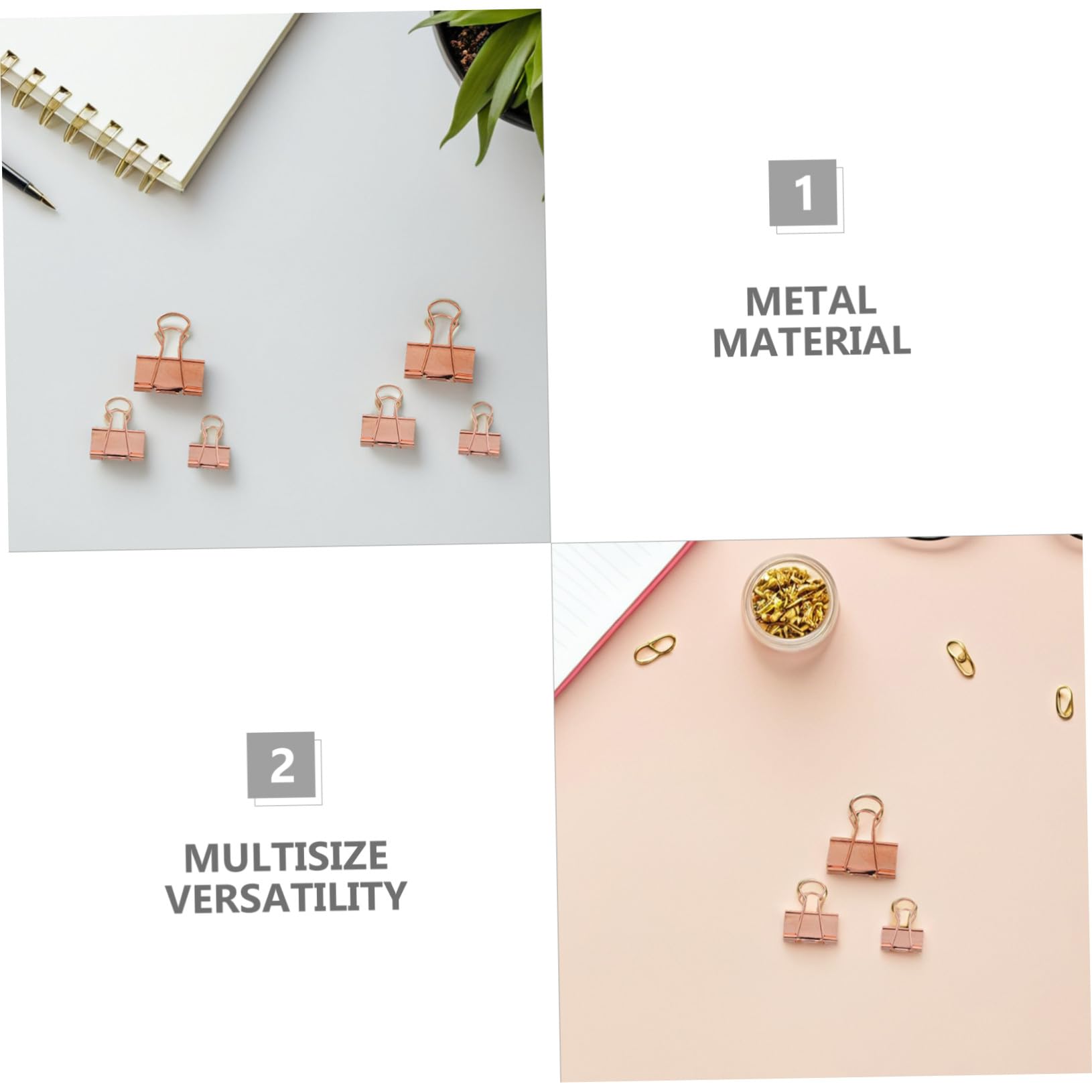 112 Pezzi Clip Fermaglio Metallo Rosa Oro Morsetti a Coda Lunga per Ufficio Scuola Pinze Piccole per Documenti e Carta Fermagli Resistenti per File e Cancelleria