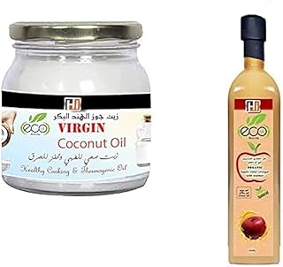 زيت وخل، 500 جرام (زيت جوز الهند البكر الممتاز + خل التفاح) من ايكو هيلثي