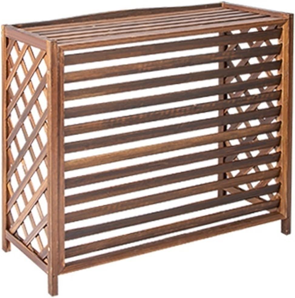 Wooden Air Conditioner Cover, Solid Wood Air Conditioner Flower Rack, Decorative Air Conditioner Fence, Garden Balcony Air Conditioning Privacy Screen (Natural, L)