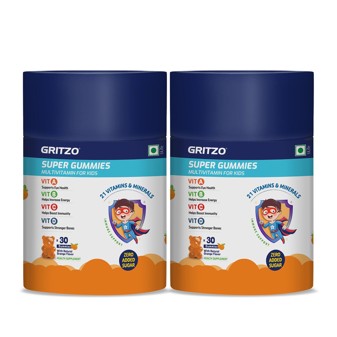 Gritzo Super Gummies, Multivitamin for Kids (Natural Orange
