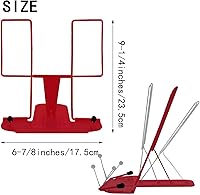 Vista 2 de Soporte de libro de metal para escritorio, estante de lectura ajustable, soporte para libros (rojo)