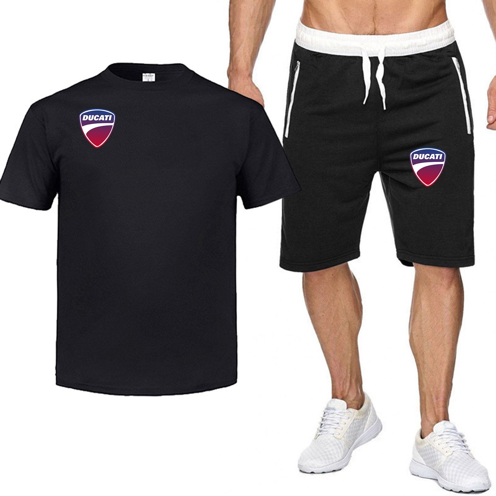 Tute da palestra estive da uomo Set per Duca-TI, T-shirt Pantaloncini Completi Top Tee Cotton 2 pezzi Activewear Streetwear Beach Sport Tute fitness