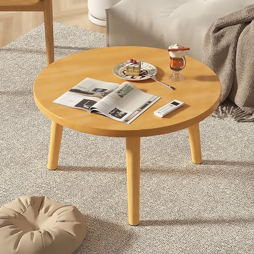 Mesa auxiliar redonda de madera, mesa de salón, escritorio de estudio bajo para asientos en el suelo, ideal para dormitorio y sala de té