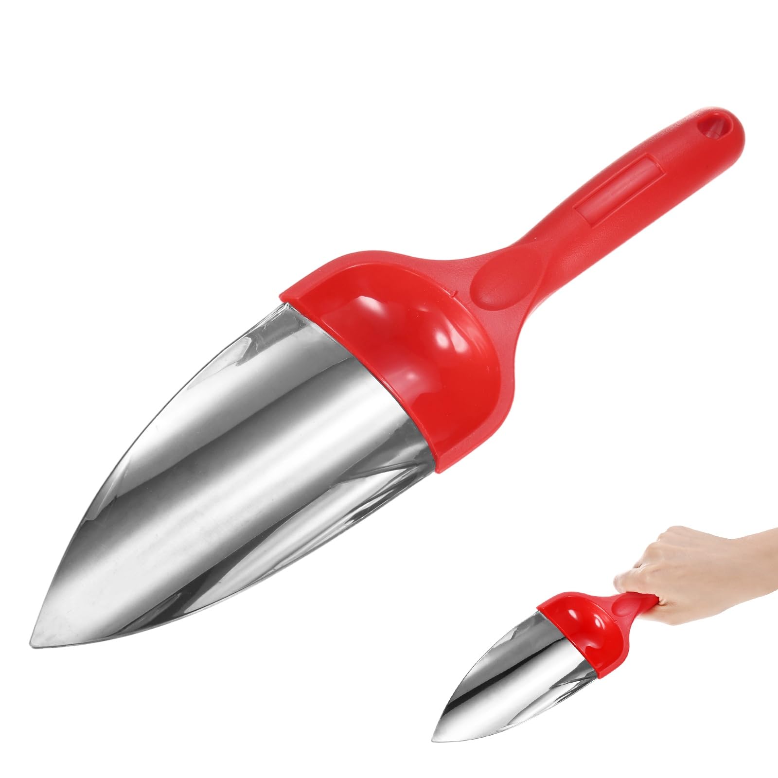 M METERXITY 1-Pack Garden Shovel Trowel Hand Shovels, 30cm/11.81 Inch Stainless Steel Gardening Tools for Digging, Transplanting, Soil Loosening and Planting, Ergonomic Handle [Red]