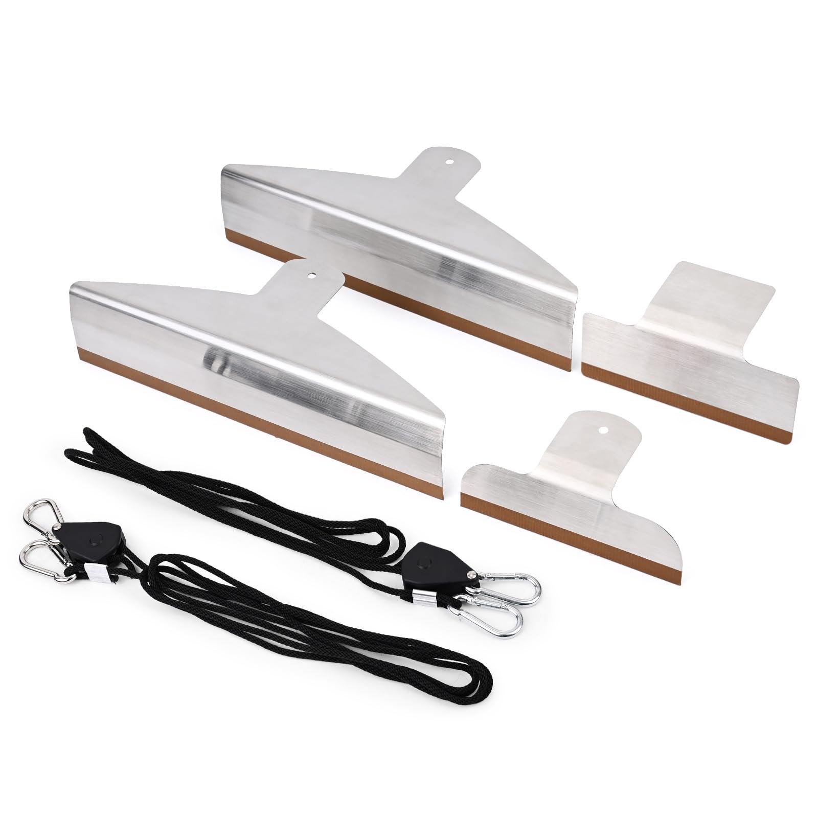 FOSHIO 4PCS Window Tint Loaders with 2 Hands-Free Ratcheting Cables, Different Sizes Stainless Steel Speed Loader Squeegee with PTFE Tape Coating Edge Window Tint Tool for Window Film Installation