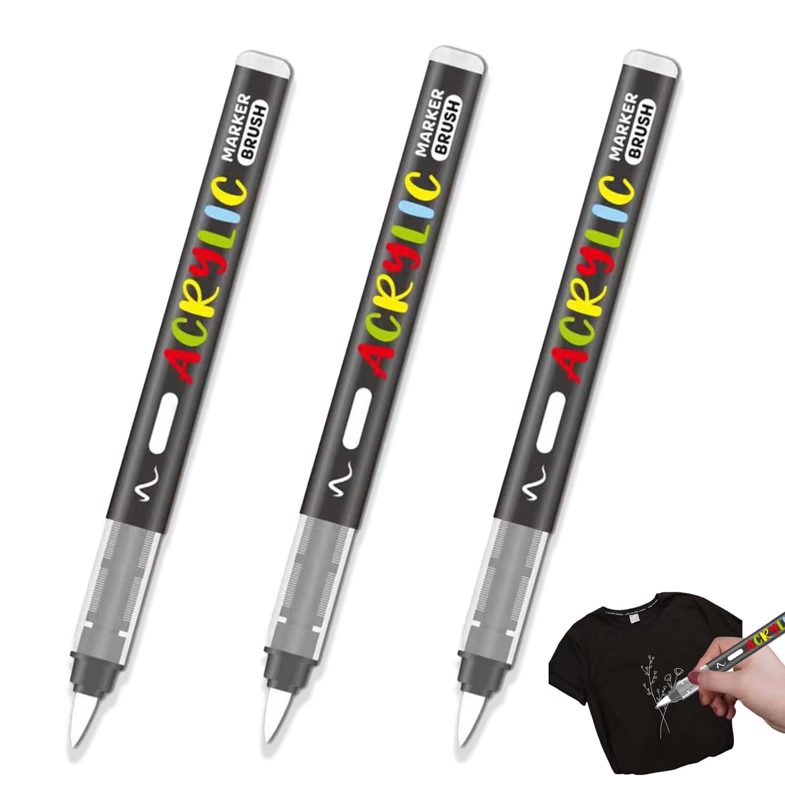 VYNZOR 3 White Fabric Marker Pens for Painting on Fabric, Fabric, Metal, Stone, Ideal for DIY, Art, Customizing Clothes, Gift, Fine and Durable Tip