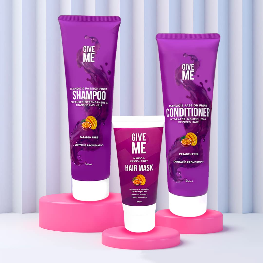 Give Me Cosmetics, Shampoo and Conditioner Sets, for Greasy Hair with Mask, Mango & Passion Fruit, Paraben Free - Image 3