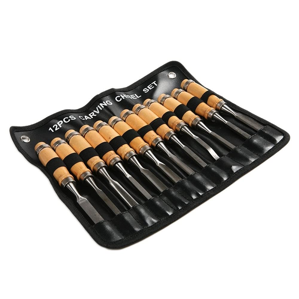 Juego de herramientas de cincel manual para tallar madera, 12 piezas, carpintería, gubias profesionales, construcción y herramientas de carpintería, herramientas de carpintero, como se muestra