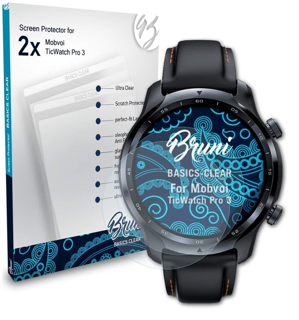 Bruni Screen Protector compatible with Mobvoi TicWatch Pro 3 Protector Film, crystal clear Protective Film (2X)