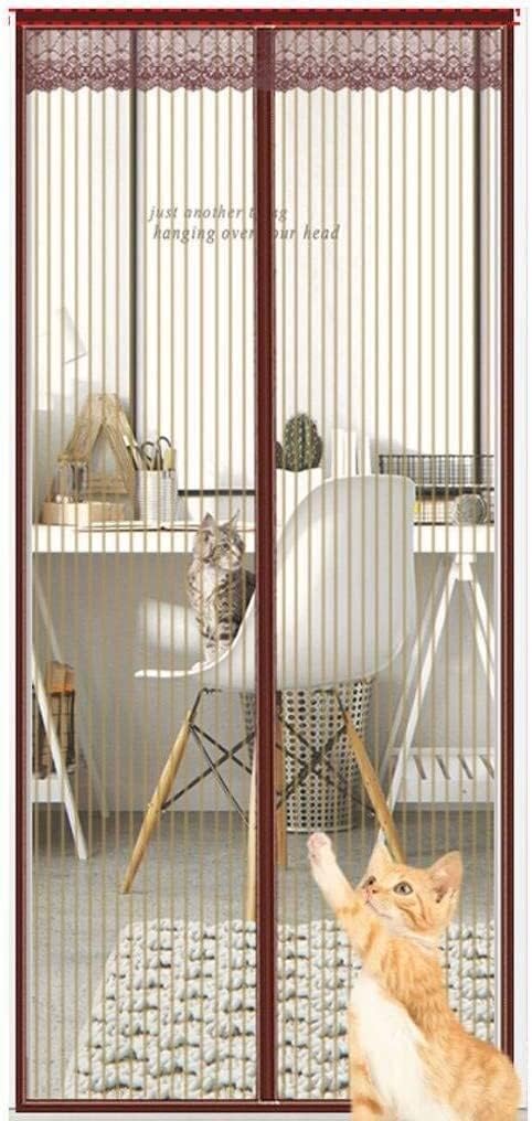 Konsilsa Magnetic Screen Door,Screen Doors with Strong Magnet Heavy Duty Mesh Curtain Full Frame Hook&Loop for Front Door Apartments Pet Kid Entry Friendly (Color : A, Size : 140x220cm(55x87inch))