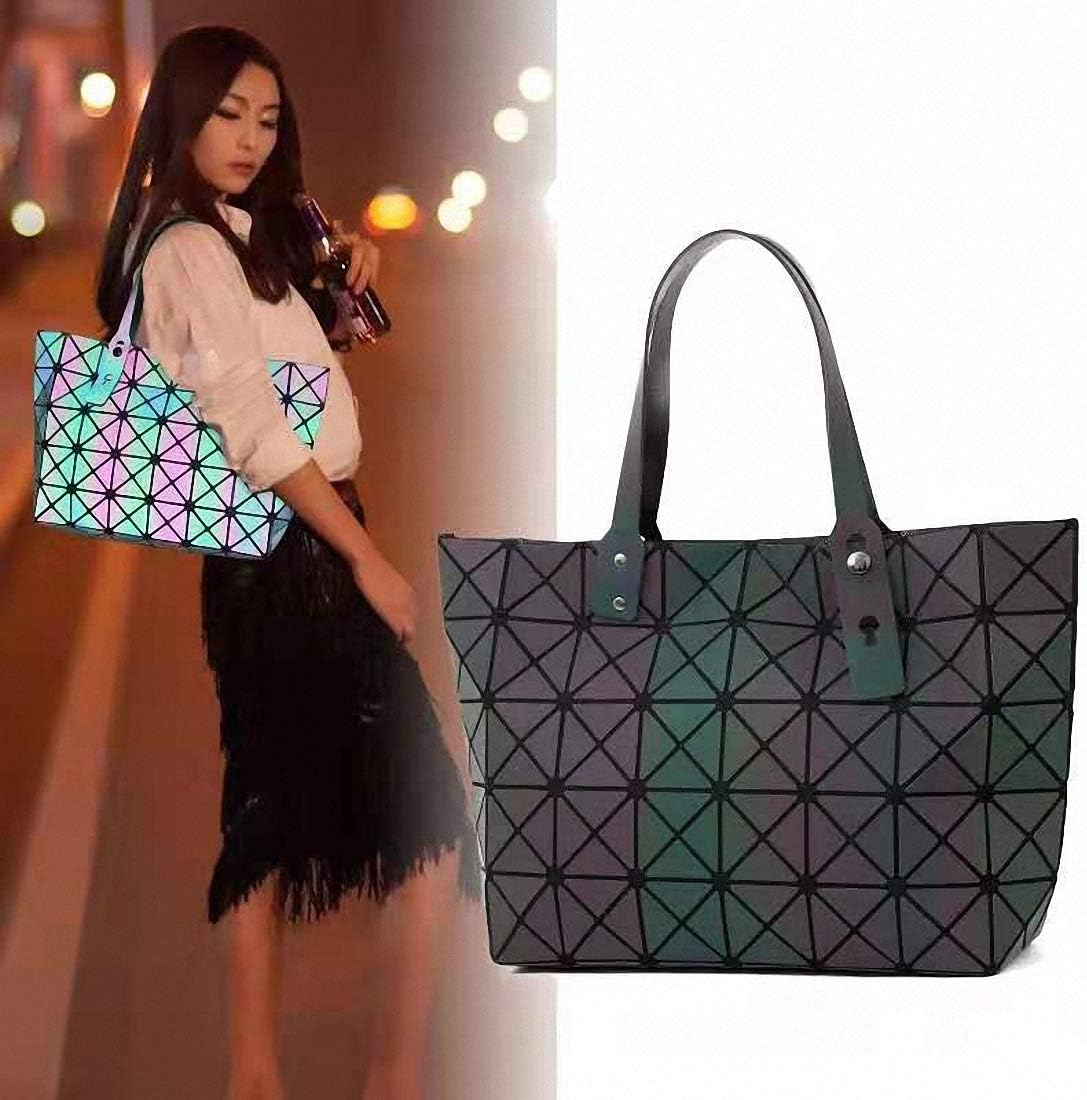 Geometric Luminous Tote Bag Holographich Purses and Handbags Flash Reflactive Crossbody Bag for Women