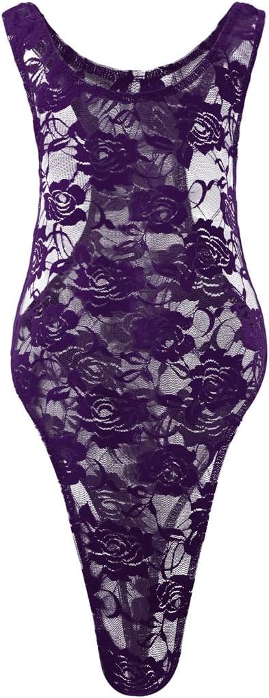Men's Lace Rose Bodysuits Lace Floral Lingerie Sleeveless Singlet Crossdresser One Piece Nightwear