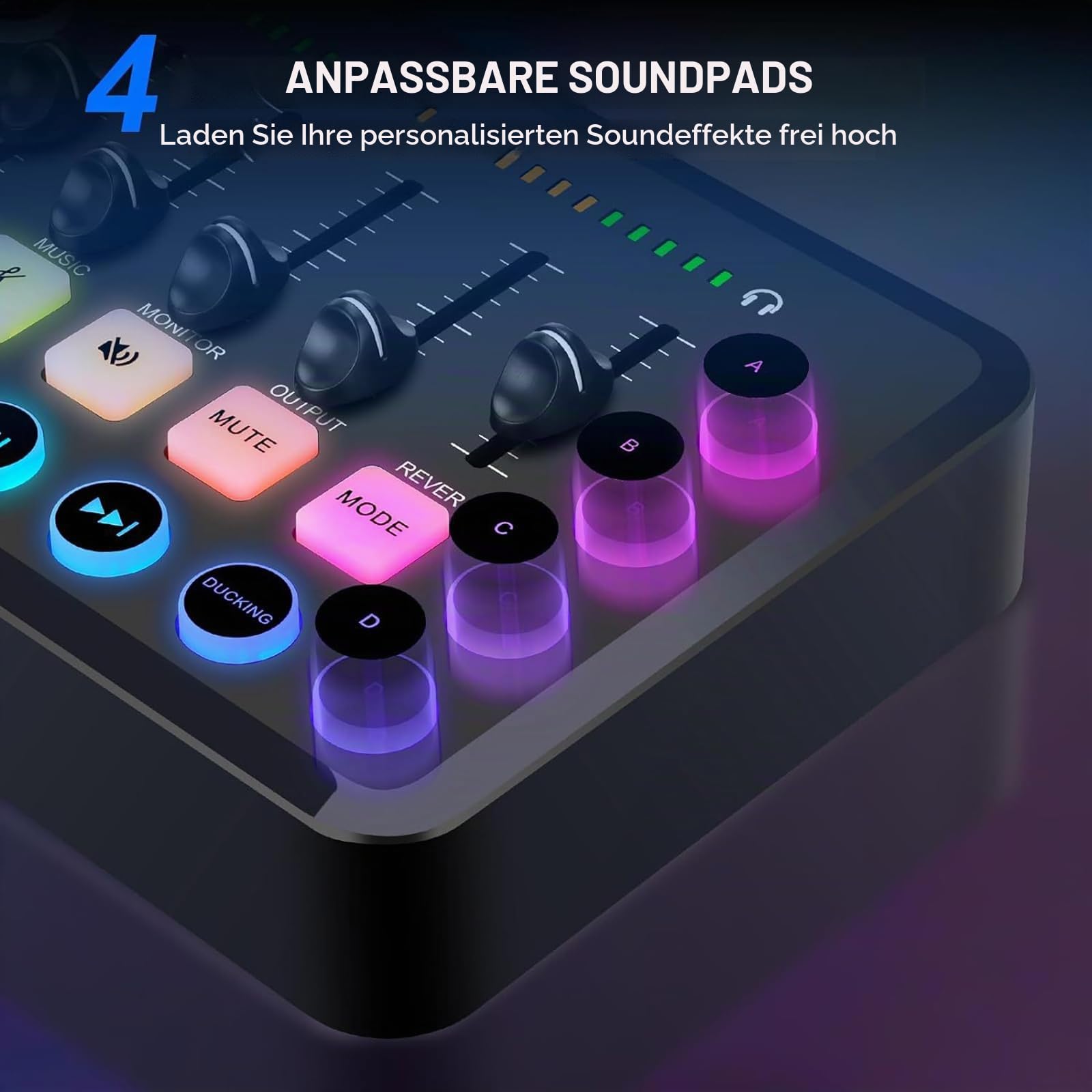 NEWFUN Audio Mixer, Soundboard, Mischpult für pc,Inklusive Audiomixer und BM800-Mikrofon, RGB-PC-Mixer für Streaming, DIY-Soundeffekte, Lautstärkeregler für Podcasting, Aufnahmen und Gesang