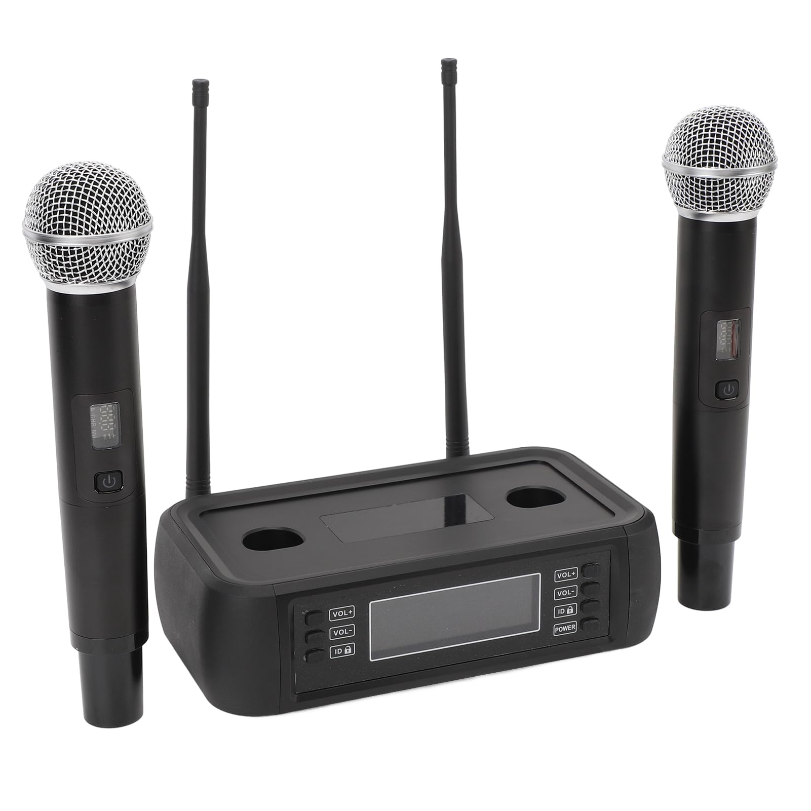 Ricaricabile con Doppio Microfono Portatile per la Riduzione del Rumore per Karaoke Ed Eventi All'aperto