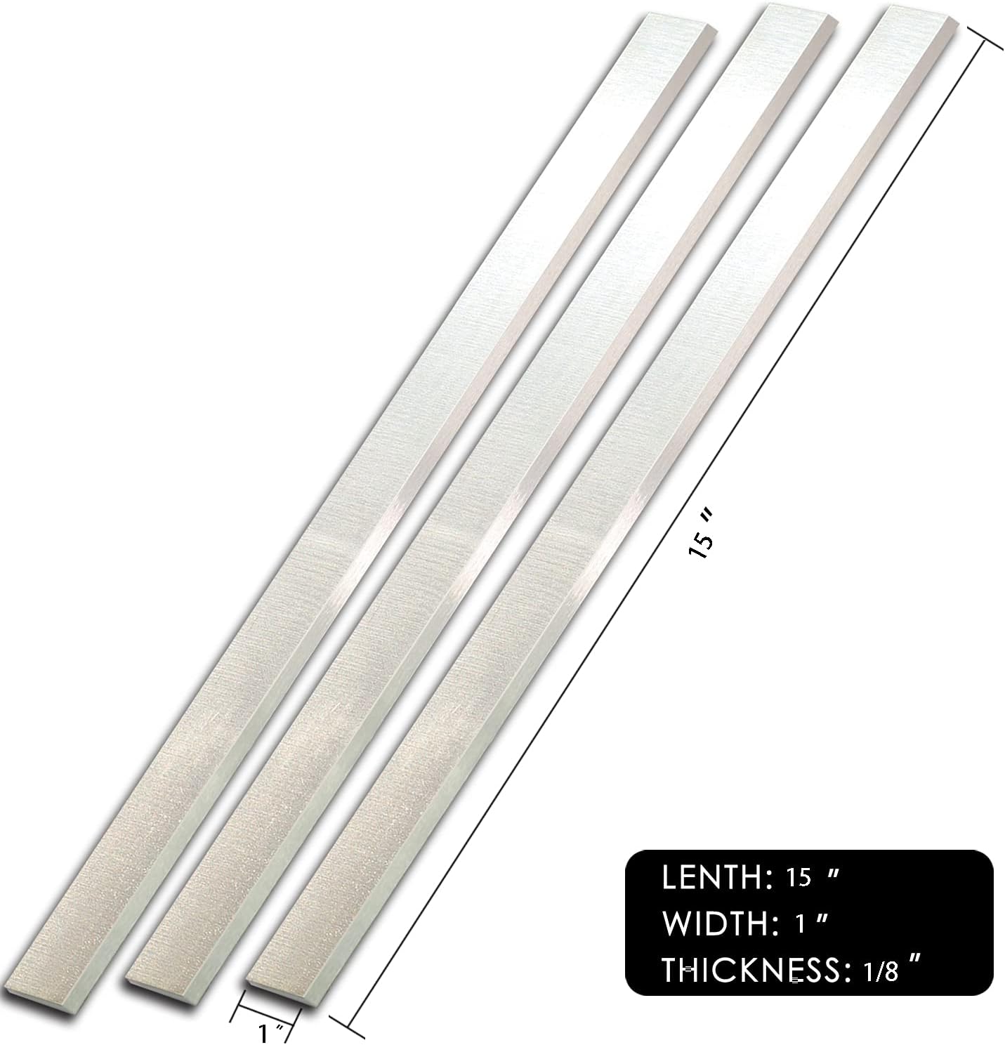 15 Inches Planer Blades jointer Knives set HSS Replacement for Delta 22-677 DC-380 Grizzly G0453 G1021 G6701 JET 708529G JWP-15CS JWP-15HO Freud C045 Reliant DD-37 Powermatic and Most 15" Planers 3pcs