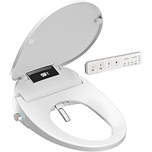 Bidet Toilet Seat with Warm Water Wash, Air Dryer, Heated Seat, Remote Control, LED Display, Self-Cleaning Nozzle, Night Light &amp; Multiple Cleaning Modes (Round)