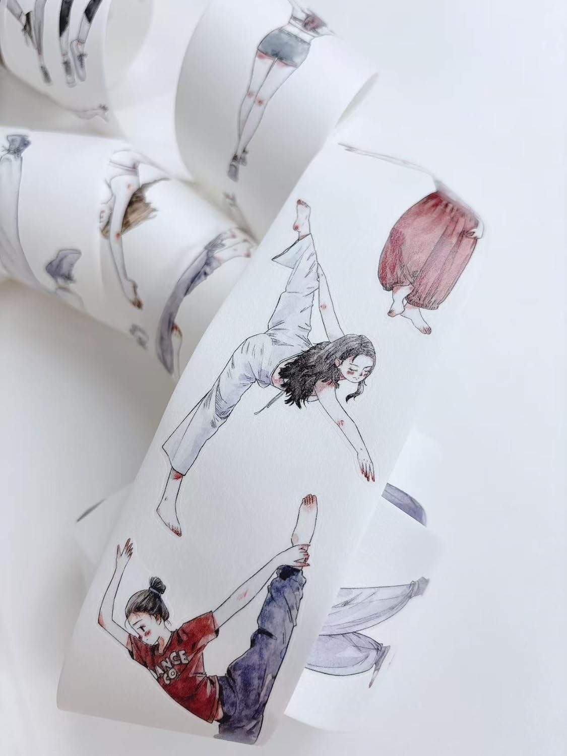 Kaixiaoxun Vol10-2 Graceful,Pre-Cut Washi Tape Stickers,1.97 in x 10.94 YD,Original Design,for Scrapbook Supplies,Scrapbook Tape Stickers,Junk Journal Supplies,Bullet Journal Supplies