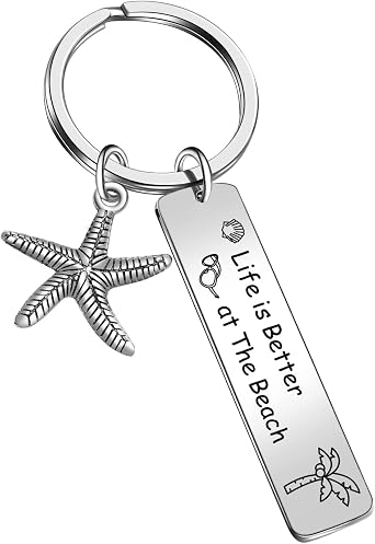 Beach Keychain Beach Lover Gift Summer Vacation Gift surfing Keychain Starfish Jewelry summer Ocean key Chain for Sea Lover Jewelry