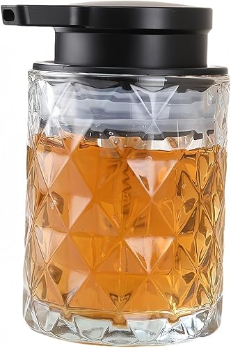 Dispensador de jabón de vidrio para baño, dispensador de jabón de 10 onzas, bomba negra (no puede hacer espuma), botella de vidrio transparente