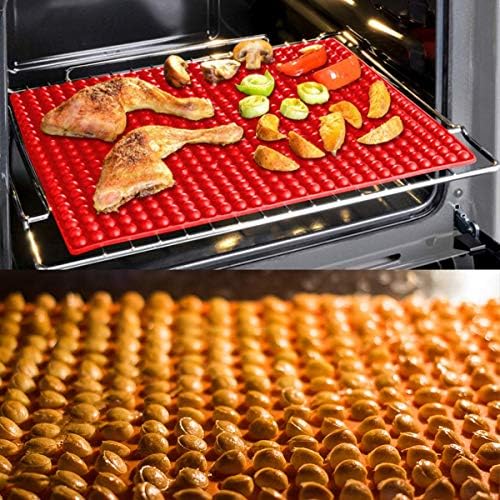 Songway Silicone Baking Mat BPA-Free Heat Resistant 446/230 Chocolate Mould Mini Baking Mould for Pet Biscuits Meat Baking Calorie Reducing (Red)