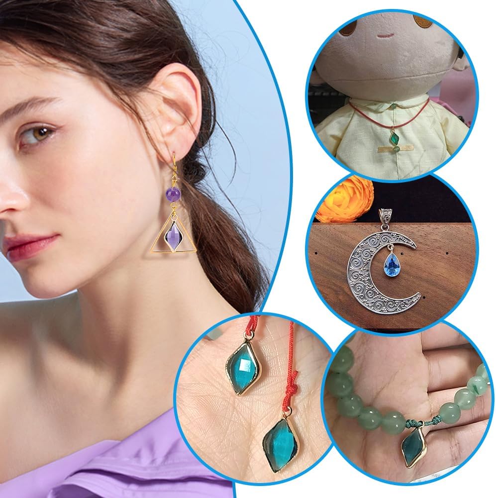 PH PandaHall 24Pcs 12 Colors Glass Rhombus Charms Clear Crystal Pendants with Golden Brass Edge 19.5mm Faceted Charms Dangle Pendants for Necklace Earring Bracelet Jewelry Craft Making - Image 5